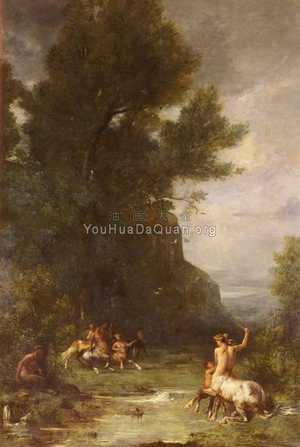 Centaurs Et Centauresses S-Exercant Au Tir De L-Arc - 尤金·弗罗芒坦